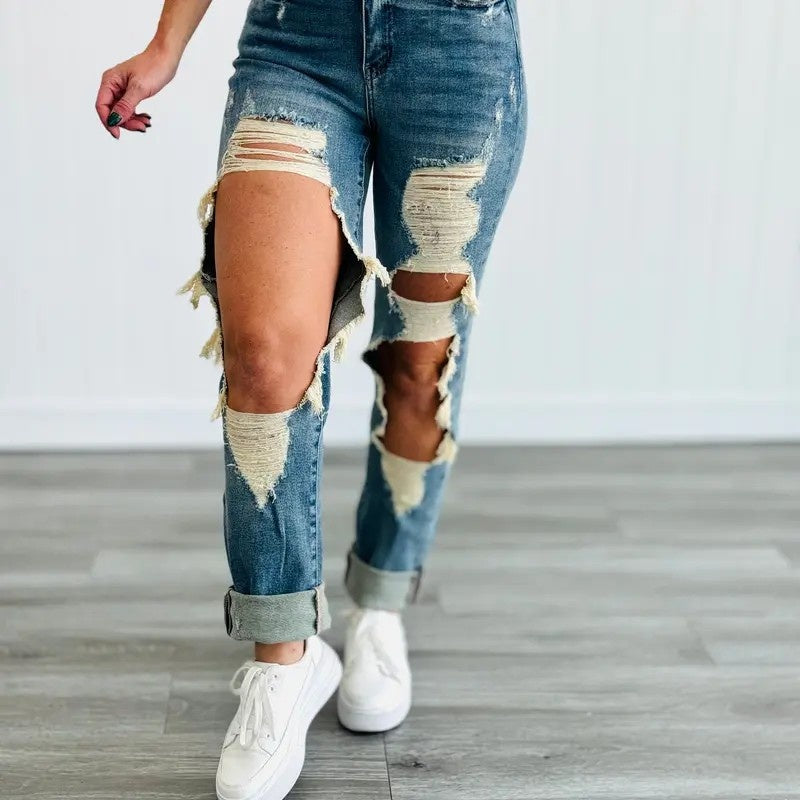 Women's High-Waist Jeans, Straight-Leg Ankle-Length Jeans In A Classic Style