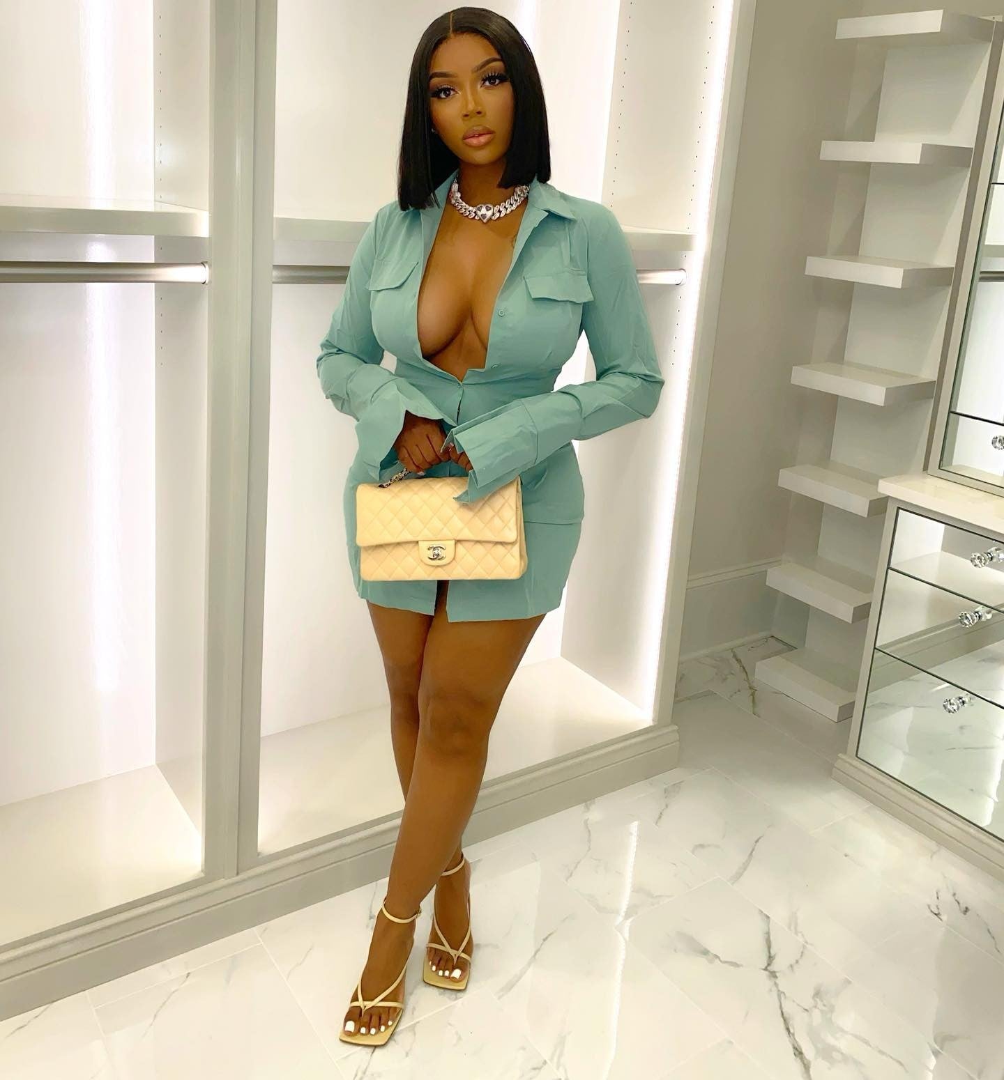 Women's Fashion Long Sleeve Shirt Solid Color Dress