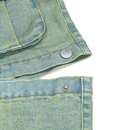 Women's High-Waist Cargo Pants, Loose Fit Convertible Pants With Zip-Off Legs To Shorts