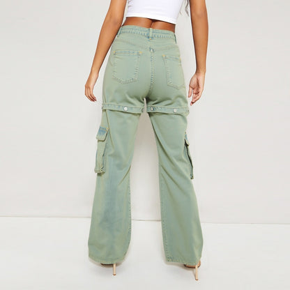 Women's High-Waist Cargo Pants, Loose Fit Convertible Pants With Zip-Off Legs To Shorts